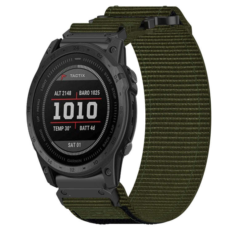 For Garmin Tactix 7 26mm Nylon Hook And Loop Fastener Watch Band(Army Green)