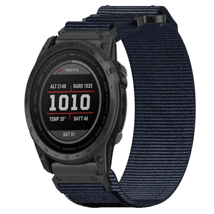 For Garmin Tactix 7 26mm Nylon Hook And Loop Fastener Watch Band(Blue)