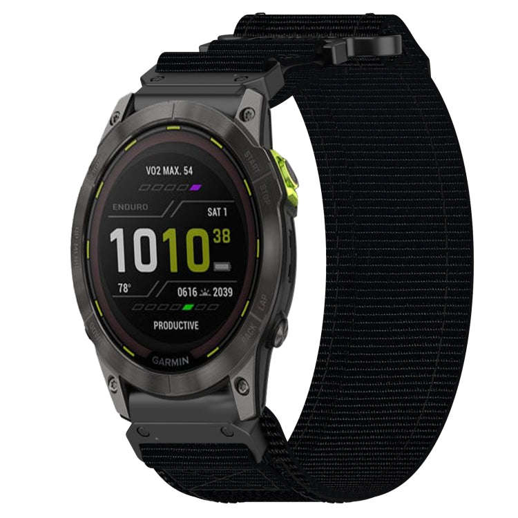 For Garmin Enduro 2 26mm Nylon Hook And Loop Fastener Watch Band(Black)