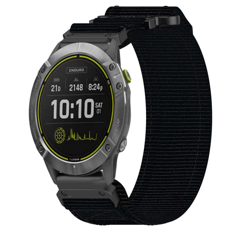 For Garmin Enduro 26mm Nylon Hook And Loop Fastener Watch Band(Black)