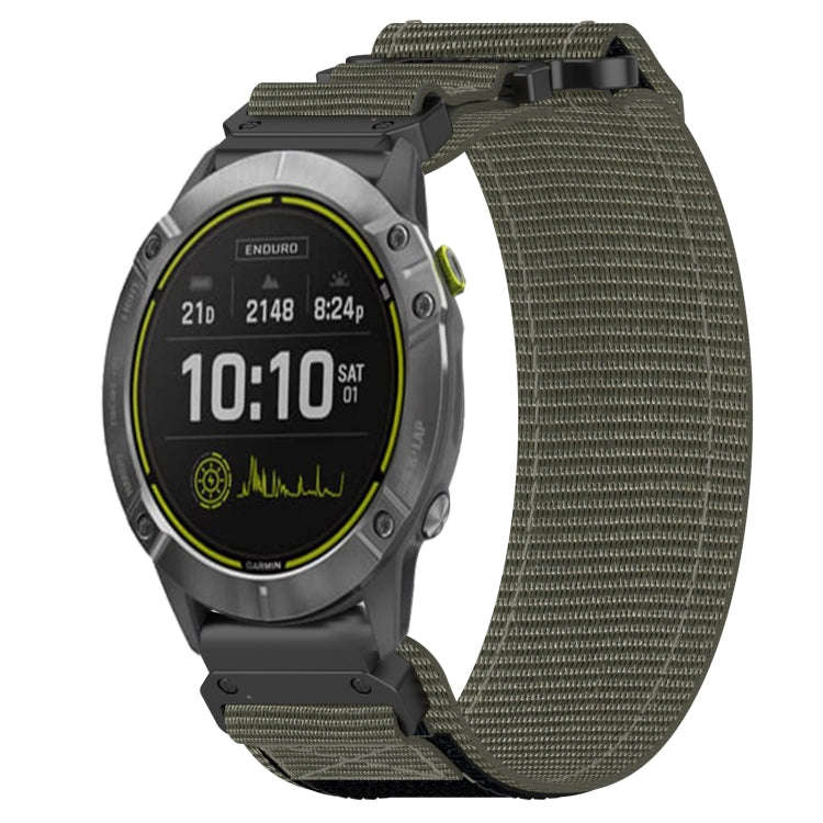 For Garmin Enduro 26mm Nylon Hook And Loop Fastener Watch Band(Grey)