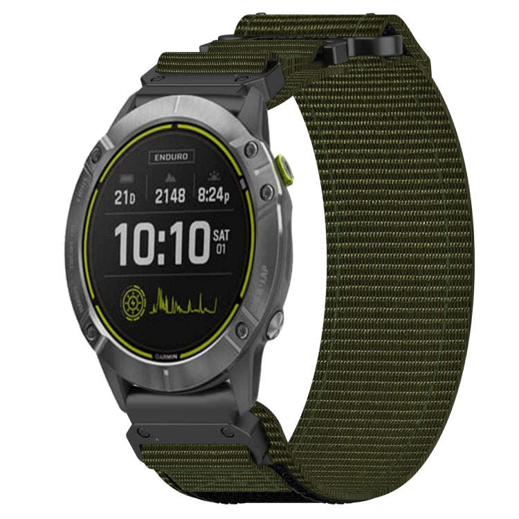 For Garmin Enduro 26mm Nylon Hook And Loop Fastener Watch Band(Army Green)