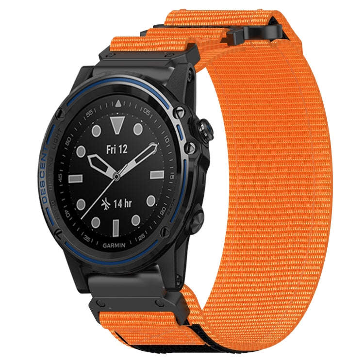 For Garmin Descent MK 1 26mm Nylon Hook And Loop Fastener Watch Band(Orange)