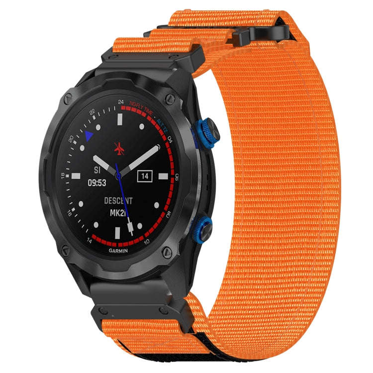 For Garmin Descent MK 2 26mm Nylon Hook And Loop Fastener Watch Band(Orange)