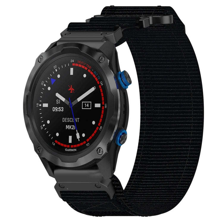 For Garmin Descent MK 2 26mm Nylon Hook And Loop Fastener Watch Band(Black)