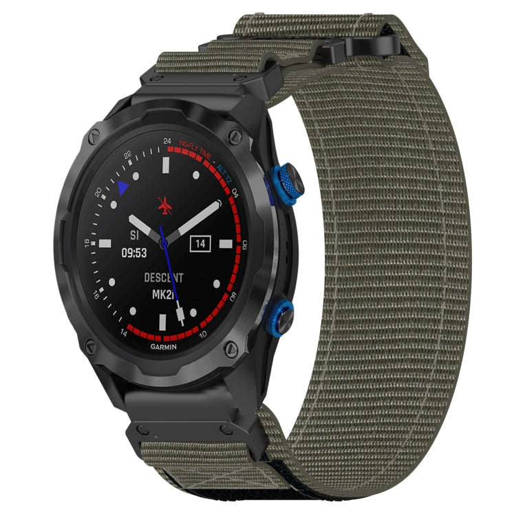 For Garmin Descent MK 2 26mm Nylon Hook And Loop Fastener Watch Band(Grey)