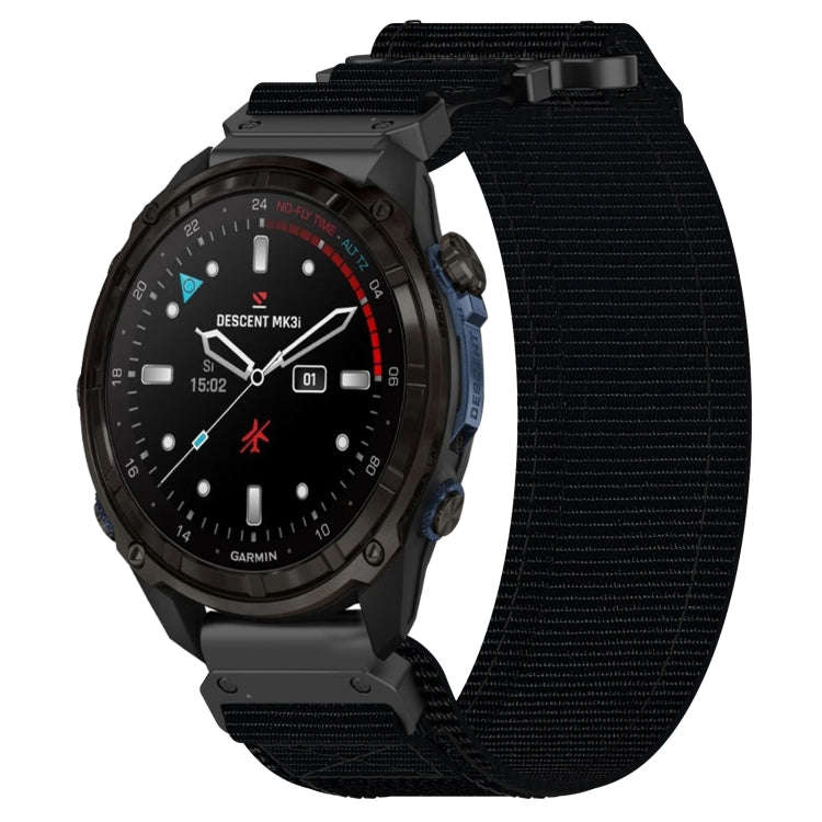 For Garmin Descent Mk3 43mm 20mm Nylon Hook And Loop Fastener Watch Band(Black)