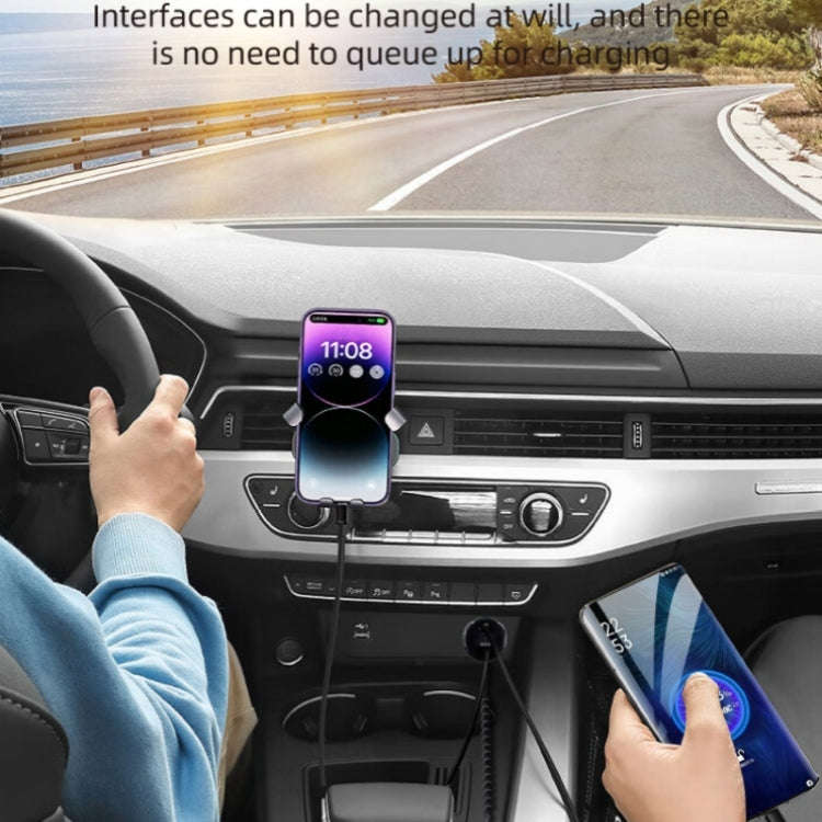 K18B 12-24V Car Charger USB+Type-C Dual Port Charging Adapter with PD 30W Type-C Spring Cable