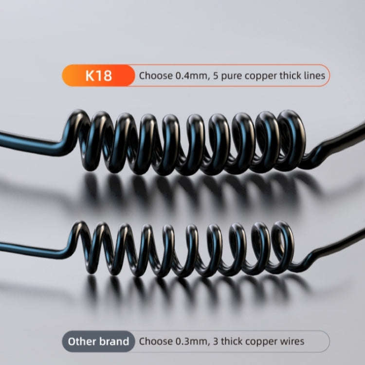 K18B 12-24V Car Charger USB+Type-C Dual Port Charging Adapter with PD 30W Type-C Spring Cable