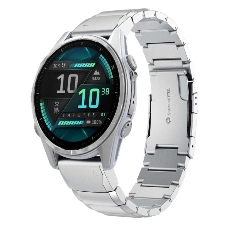 For Garmin Fenix 8 AMOLED 43mm Tortoise Shell 20mm Stainless Steel Watch Band(Sliver)