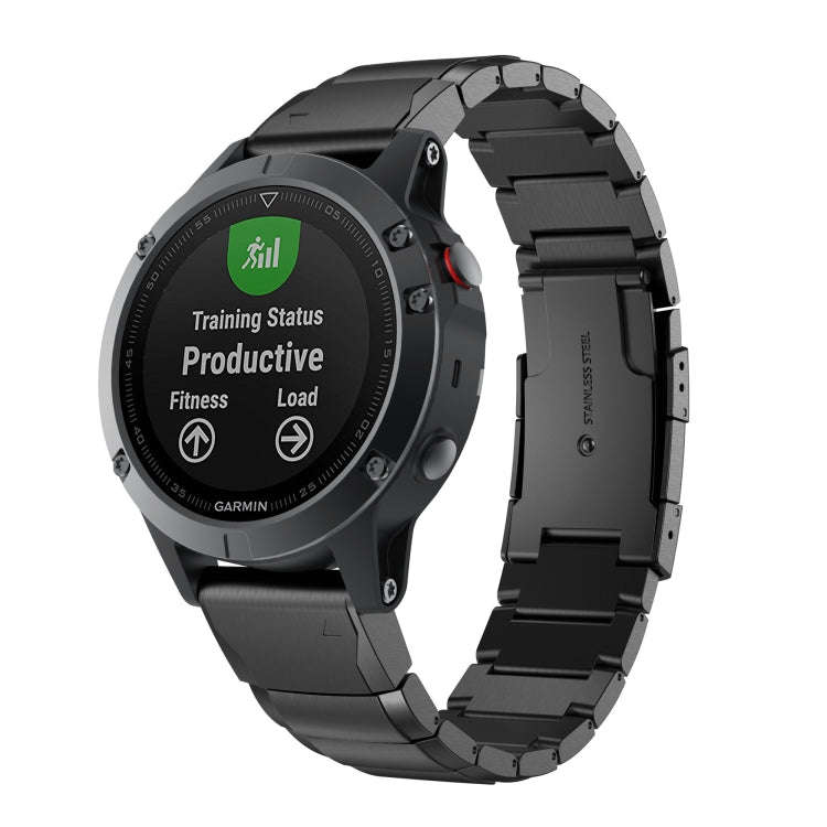 For Garmin Instinct 2S Tortoise Shell 20mm Stainless Steel Watch Band(Black)