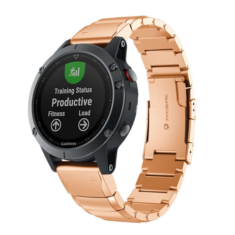 For Garmin Fenix 5S Plus Tortoise Shell 20mm Stainless Steel Watch Band(Rose Gold)