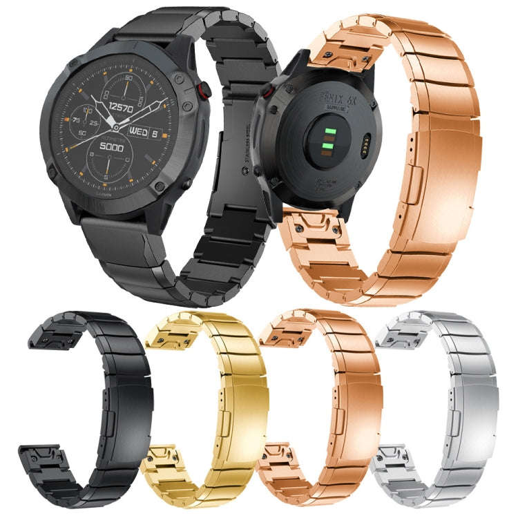 For Garmin Instinct 2S Tortoise Shell 20mm Stainless Steel Watch Band(Black)