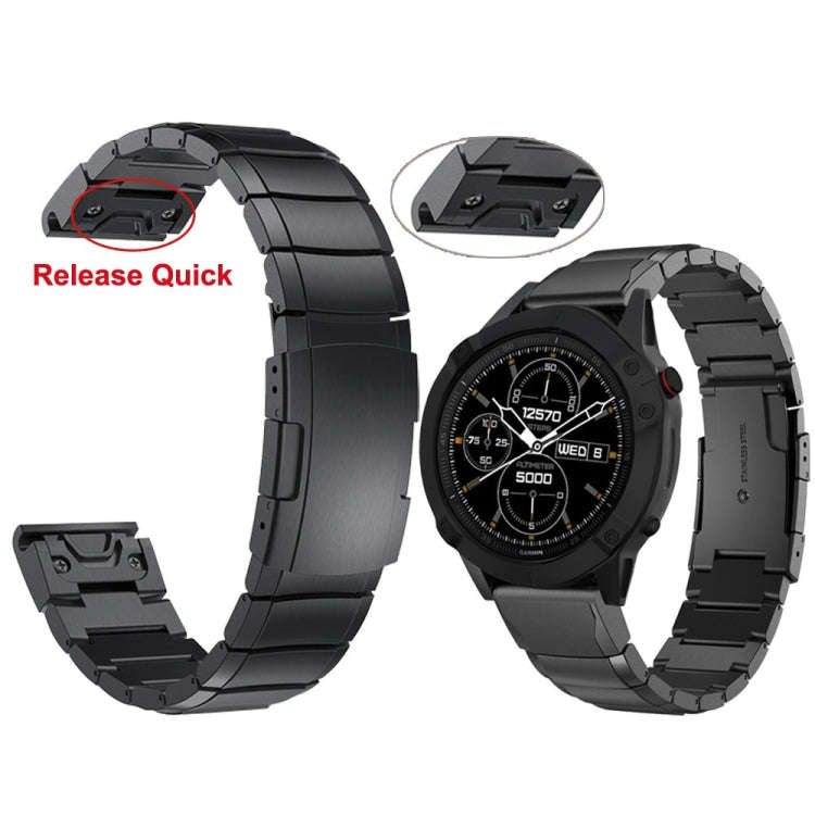 For Garmin Instinct 2S Tortoise Shell 20mm Stainless Steel Watch Band(Black)