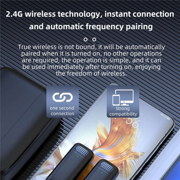 K13 2 in 1 Lavalier Wireless Microphone with USB-C / Type-C Receiver & Charging Station