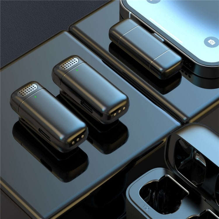 K13 2 in 1 Lavalier Wireless Microphone with USB-C / Type-C Receiver & Charging Station