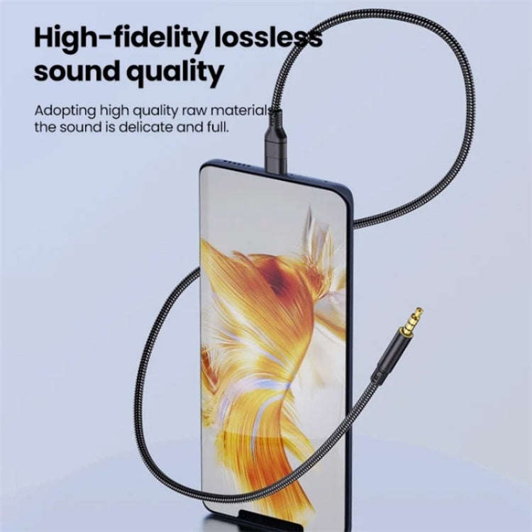 JS-101 USB-C / Type-C to 3.5mm Audio Cable Braided HiFi Sound AUX Cord, Length: 1.2m