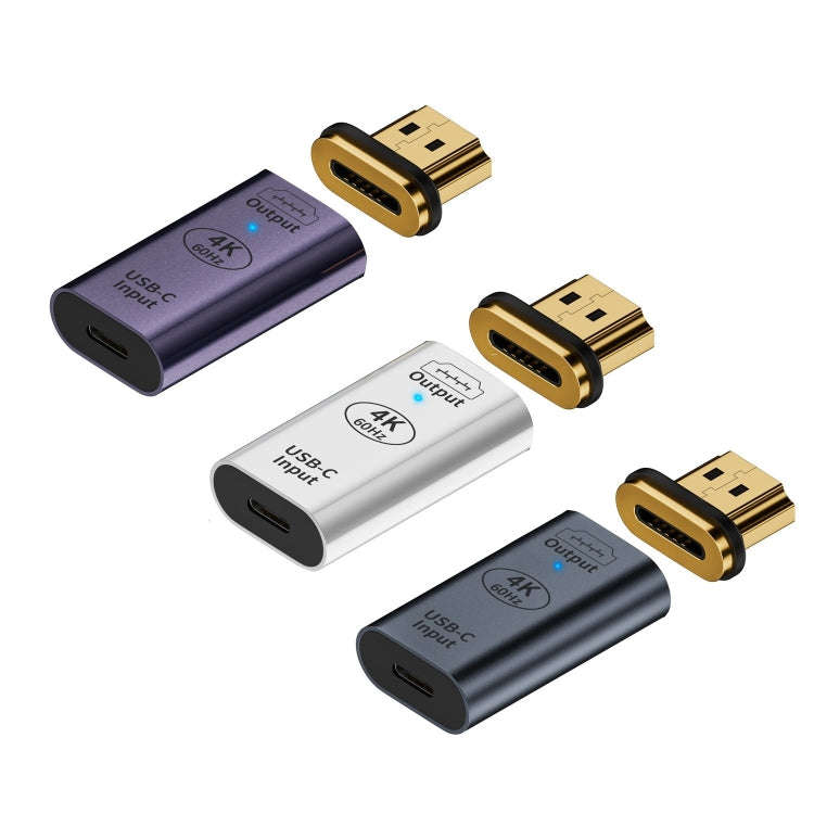Type-C Female to HDMI 2.0 Male Converter Adapter 4K 60Hz HD Magnetic Plug(Silver)