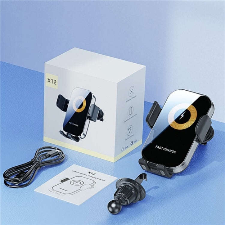 X12 Car Air Vent Touch Sensing Wireless Phone Charger Holder(Black)