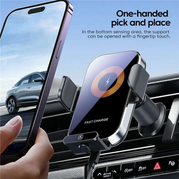 X12s Car Air Vent Wireless Charger 66W High Power Intelligent Induction Holder(Silver)