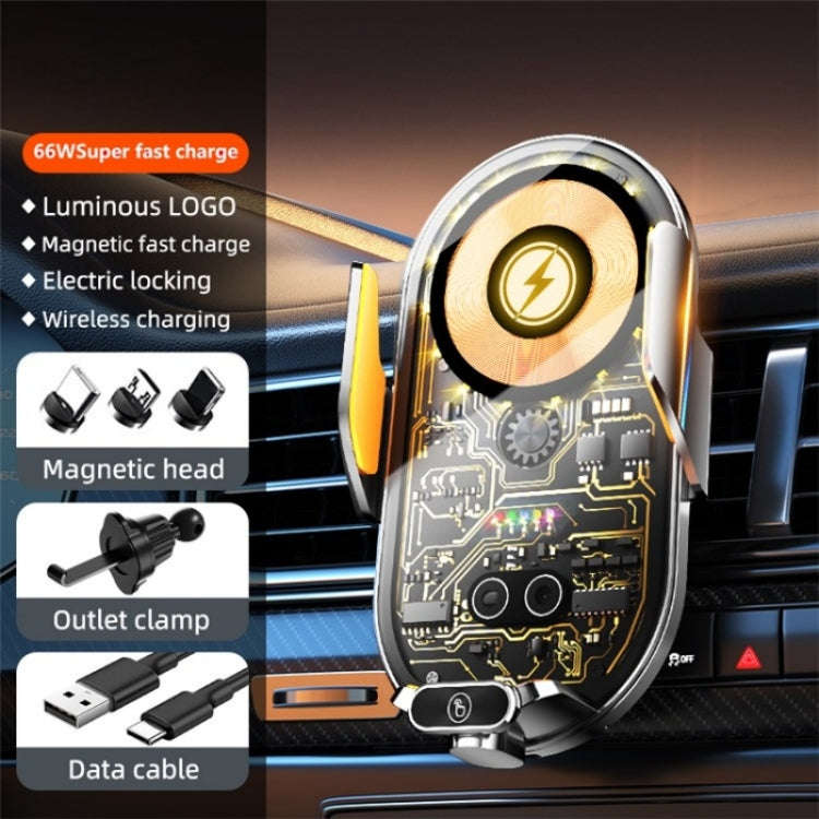 C23 66W Car Air Vent Phone Holder Wireless Charger(Grey)