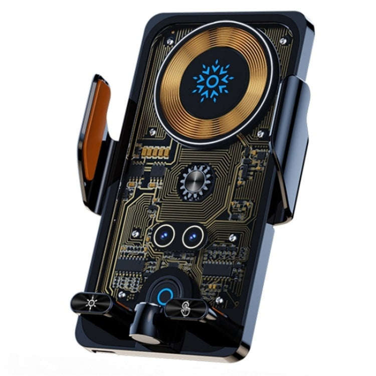 F18 With Infrared Sensor Phone Charging Aluminum Alloy Bracket Car Wireless Charger(Transparent B...