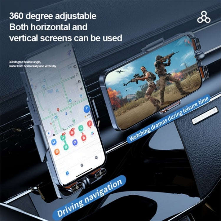 F18 With Infrared Sensor Phone Charging Aluminum Alloy Bracket Car Wireless Charger(Transparent B...