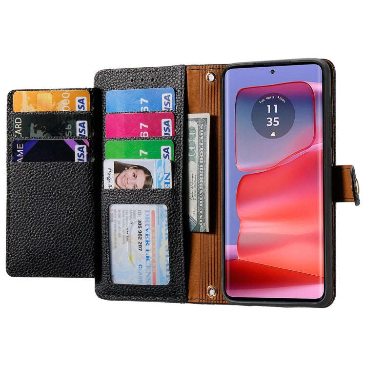 For Motorola Edge 50 Fusion Love Zipper Lanyard Leather Phone Case(Black)