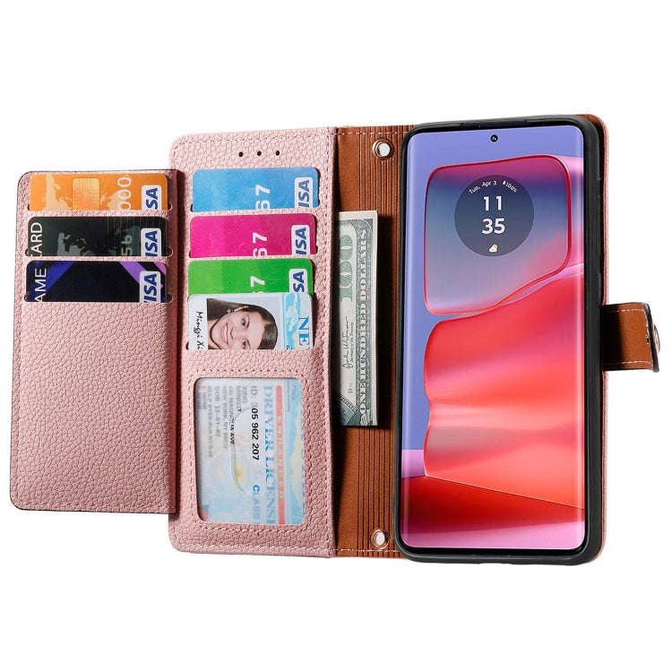 For Motorola Edge 50 Fusion Love Zipper Lanyard Leather Phone Case(Pink)