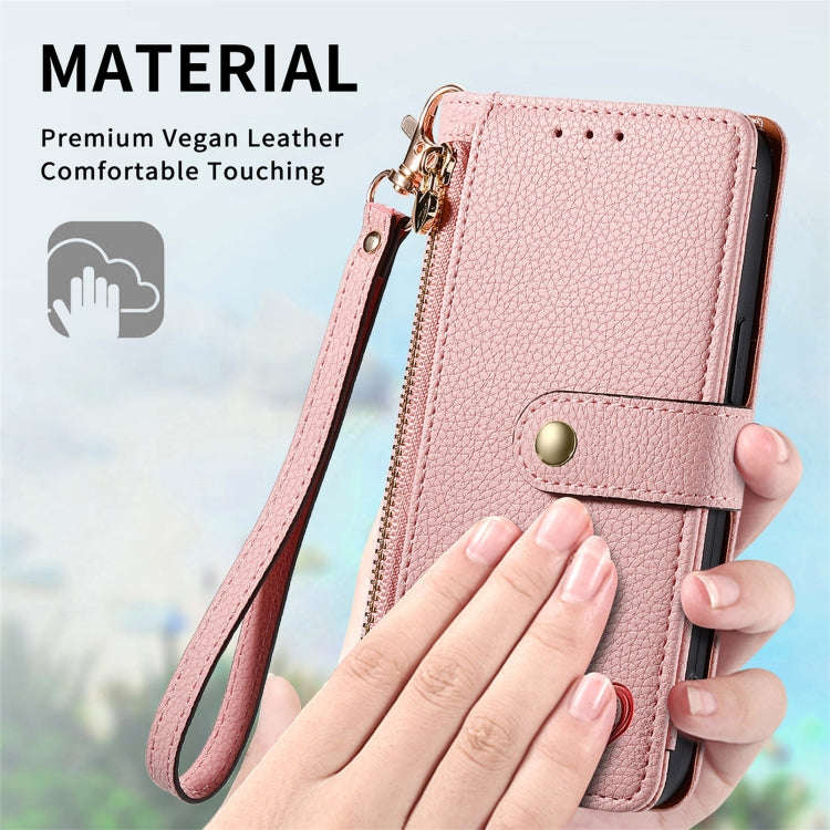 For Motorola Edge 50 Fusion Love Zipper Lanyard Leather Phone Case(Pink)