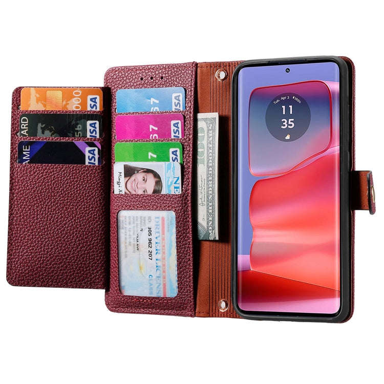 For Motorola Edge 50 Fusion Love Zipper Lanyard Leather Phone Case(Red)