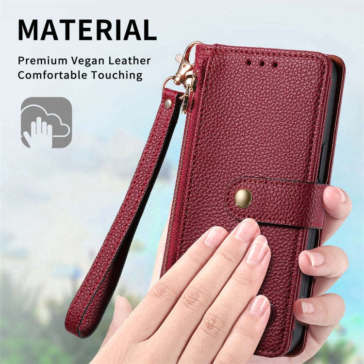 For Motorola Edge 50 Fusion Love Zipper Lanyard Leather Phone Case(Red)