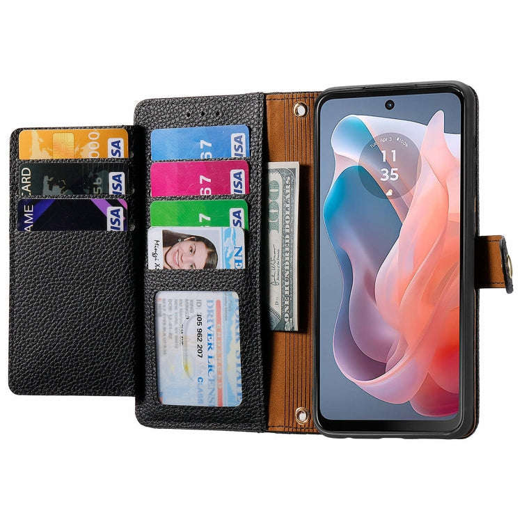 For Motorola Moto G Play 2024 Love Zipper Lanyard Leather Phone Case(Black)