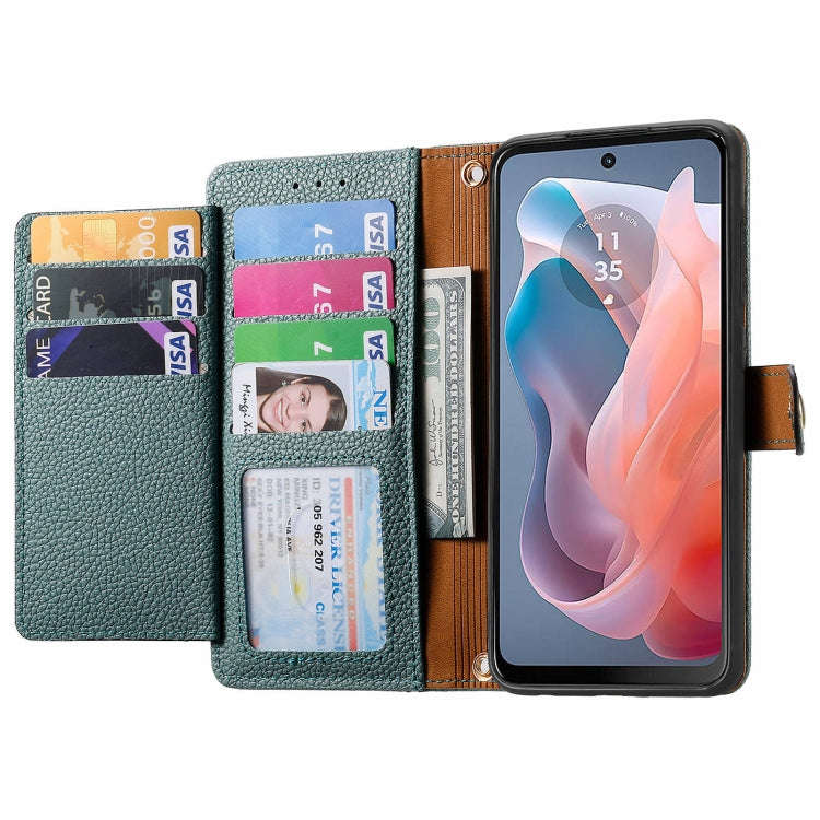 For Motorola Moto G Play 2024 Love Zipper Lanyard Leather Phone Case(Green)