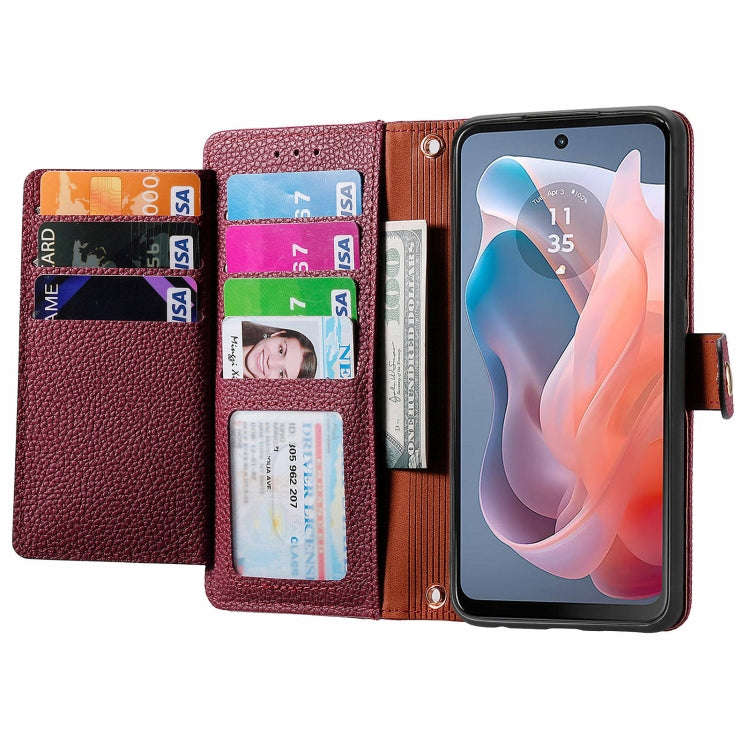 For Motorola Moto G Play 2024 Love Zipper Lanyard Leather Phone Case(Red)