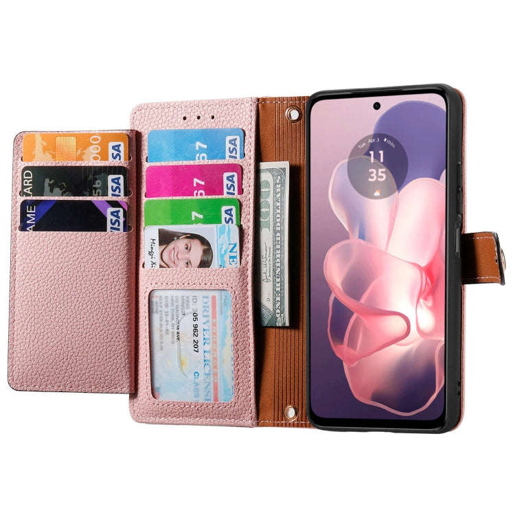 For Motorola Moto G Power 5G 2024 Love Zipper Lanyard Leather Phone Case(Pink)