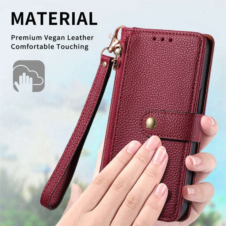 For Motorola Moto G Power 5G 2024 Love Zipper Lanyard Leather Phone Case(Red)