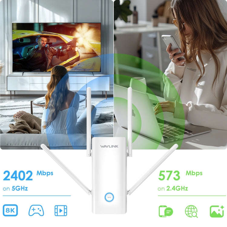Wavlink WN583AX3 AX3000 Dual Band WiFi Repeater/AP/Router/Mesh Mode WiFi Extender, Plug:EU Plug