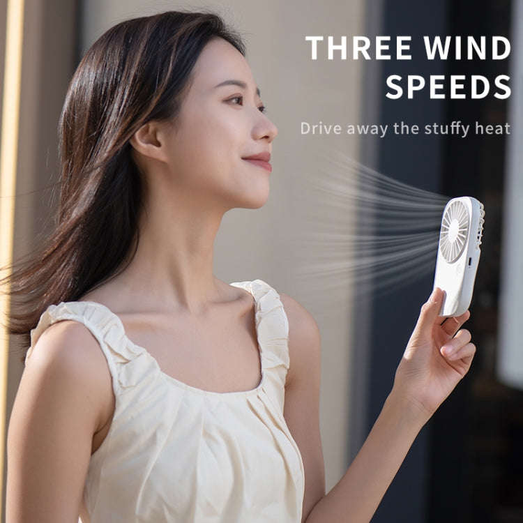 F11 Portable Rechargeable Hanging Neck Fan Cooling Handheld Fan 3 Speeds Desk Fan(White)