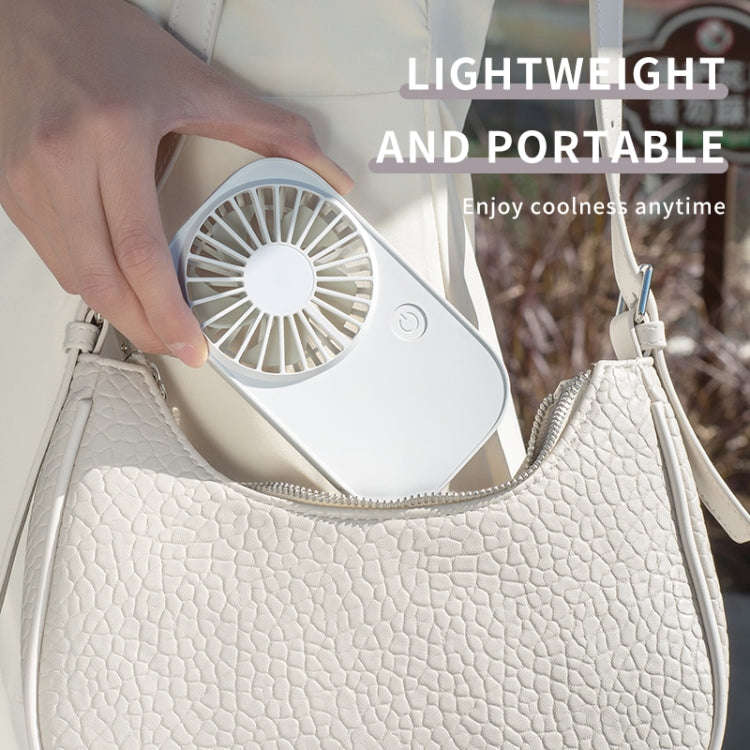 F11 Portable Rechargeable Hanging Neck Fan Cooling Handheld Fan 3 Speeds Desk Fan(White)