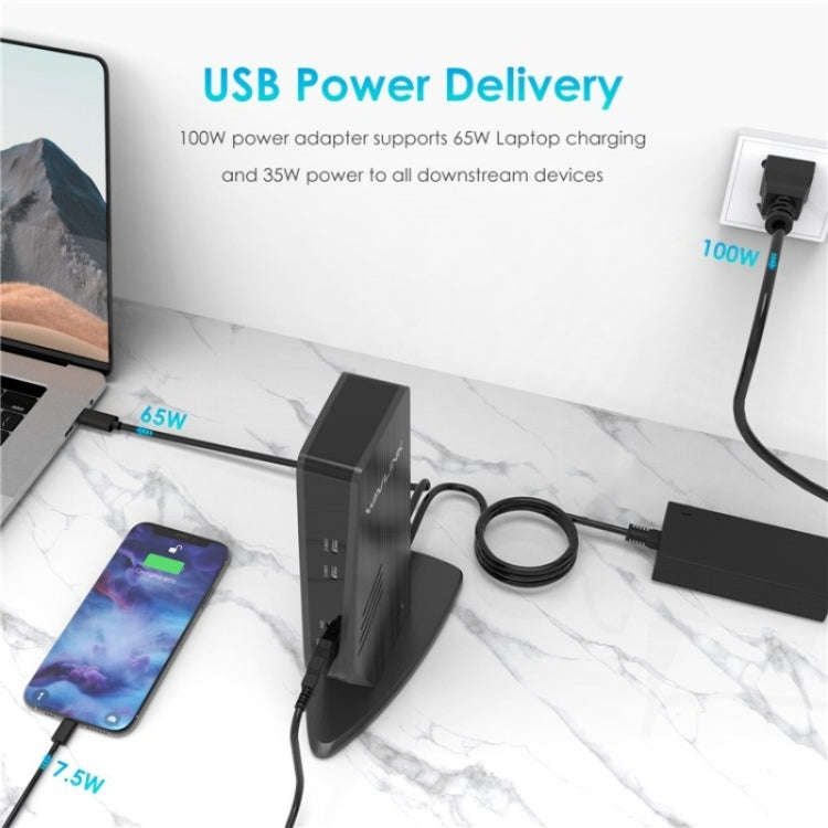 WAVLINK UG69PD5 USB-C HD 60Hz Monitor Adapter Dual 4K Display Docking Station, Plug:AU Plug