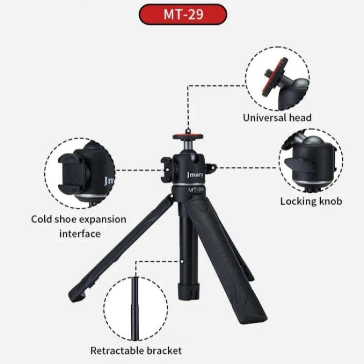 JMARY MT-29 Mini Extendable Live Streaming Desktop Tripod Selfie Stick Camera Phone Holder