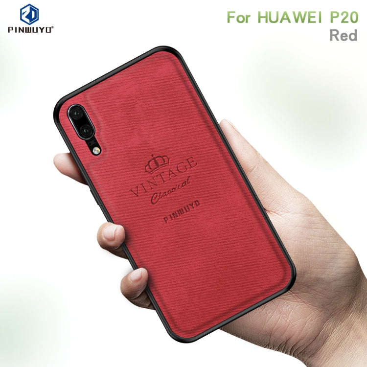 PINWUYO Shockproof Waterproof Full Coverage PC + TPU + Skin Protective Case for Huawei P20(Red)