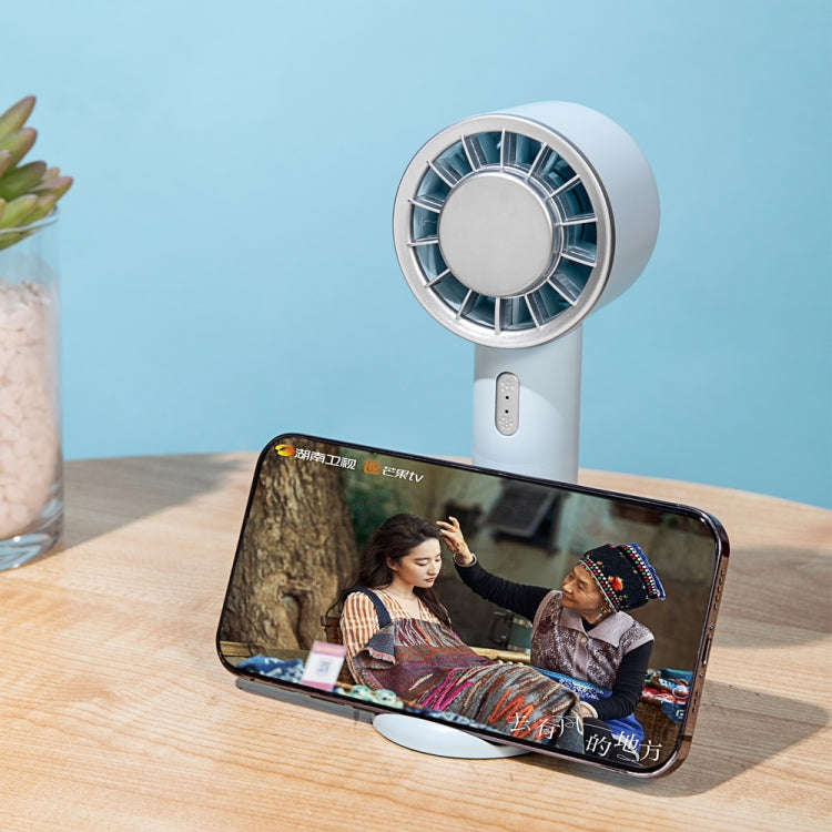 WX-633 Summer Handheld Fan 3 Speeds Semiconductor Cold Compress Desk Fan(Baby Blue)