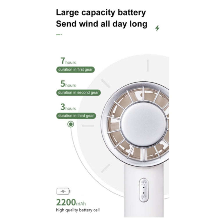 WX-633 Summer Handheld Fan 3 Speeds Semiconductor Cold Compress Desk Fan(White)