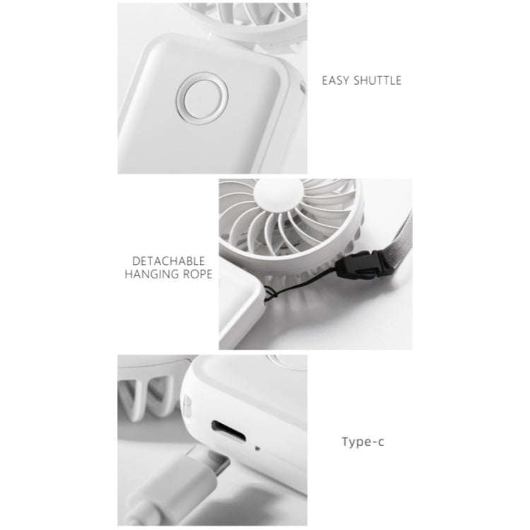 F458 With Neck Rope Summer 3 Speeds Adjustable Foldable Mini Handheld Fan(White)