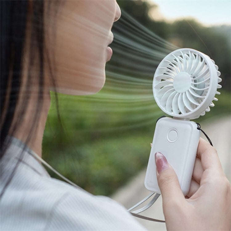 F458 With Neck Rope Summer 3 Speeds Adjustable Foldable Mini Handheld Fan(White)