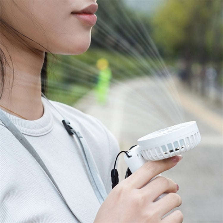 F458 With Neck Rope Summer 3 Speeds Adjustable Foldable Mini Handheld Fan(White)