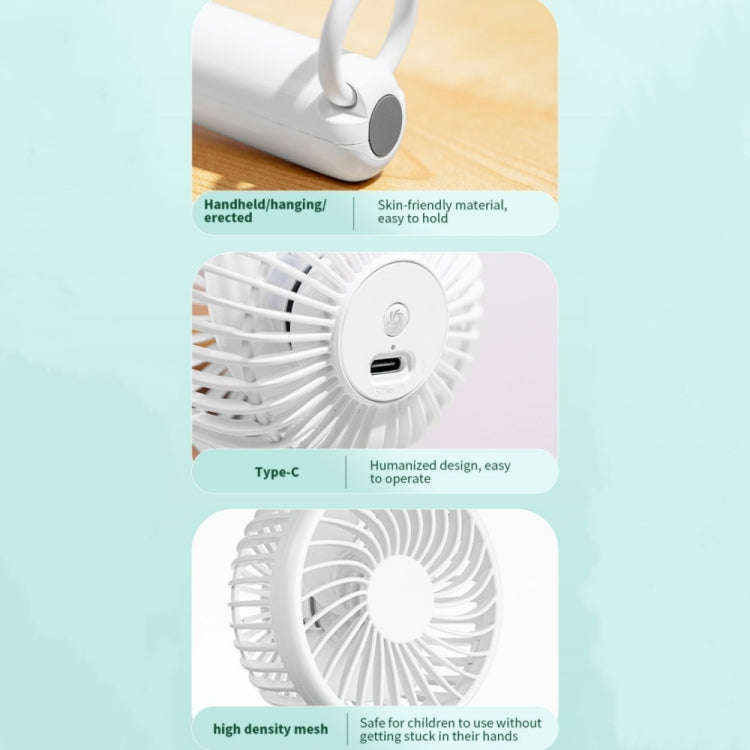 S13 Portable Summer Cooling Fan Hanging Buckle Mini 3 Wind Speed Handheld Fan(Baby Blue)