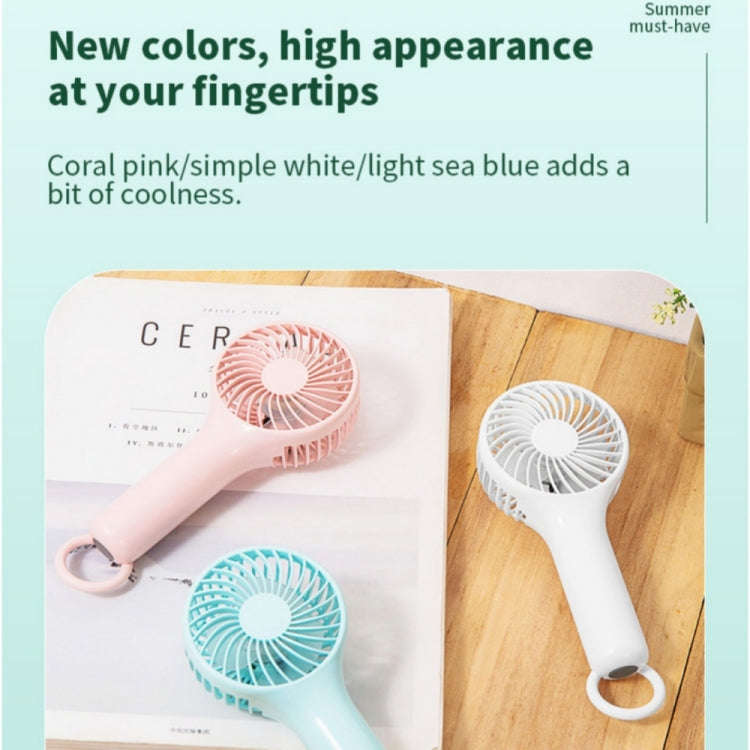 S13 Portable Summer Cooling Fan Hanging Buckle Mini 3 Wind Speed Handheld Fan(Baby Blue)